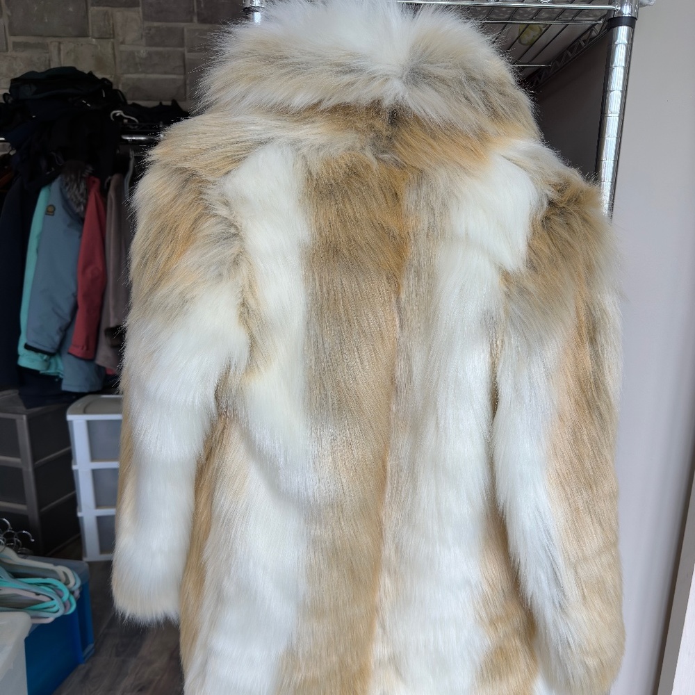Fabulous Fur - Arctic Fox Faux Fur Shawl Collar Coat